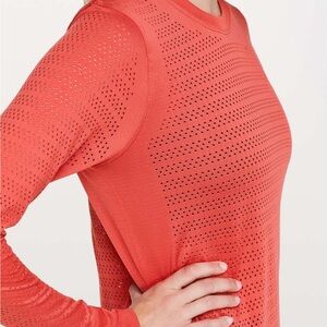 lululemon athletica Coral Perforated Long Sleeve Top